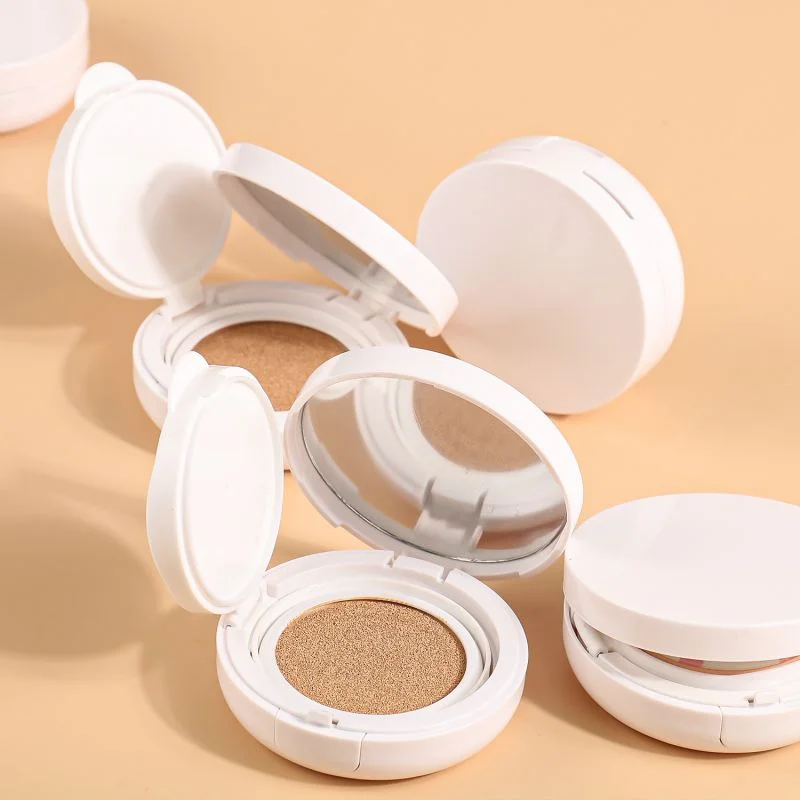 Compact complexion makeup with a soft applicator puff.jpg_to_webp Foundation applied with a gentle patting technique