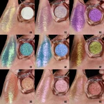 Duochrome chameleon eyeshadow applied to the eyelids