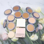 Fine particles visible across the cosmetic powder surface