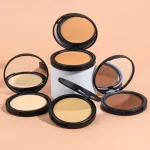 Soft powder particles compressed into a solid makeup form