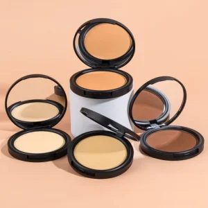 Soft powder particles compressed into a solid makeup form