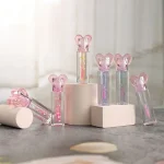 Soft glossy lip makeup created with a color adapting formula