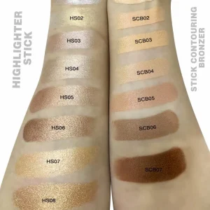 Portable blush, highlighter and contour stick makeup products