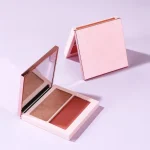 Powder cheek color duo with complementary rosy shades