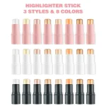 Cream highlighter stick for radiant facial highlights