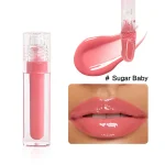 Smooth gloss coating across the lips
