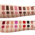 Nude-toned lip color and matching contour pencil