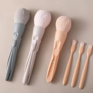 Reusable magnetic brush set for creating a complete makeup look