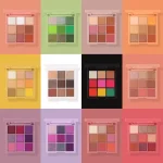Smooth powder eyeshadows in a convenient nine-pan layout