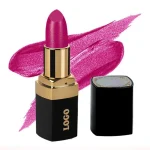 Solid lip makeup with subtle metallic-looking highlights