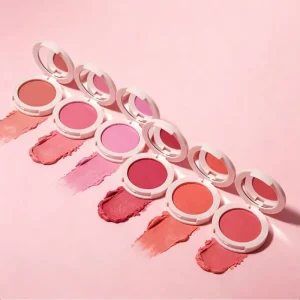 Cream blush color arranged for easy shade comparison