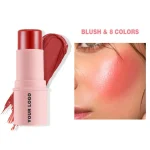 Pigmented face blush in a portable stick tube