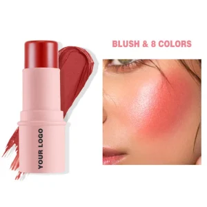Pigmented face blush in a portable stick tube