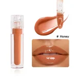 Glossy nude shade paired with natural makeup