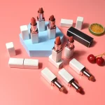 Solid lip pigment housed in a refined twist-up cosmetic tube