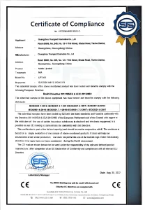 CE compliance certification document for cosmetic packaging and manufacturing equipment