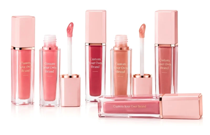 Custom private label liquid lipstick lip gloss products with personalized packaging for beauty brands