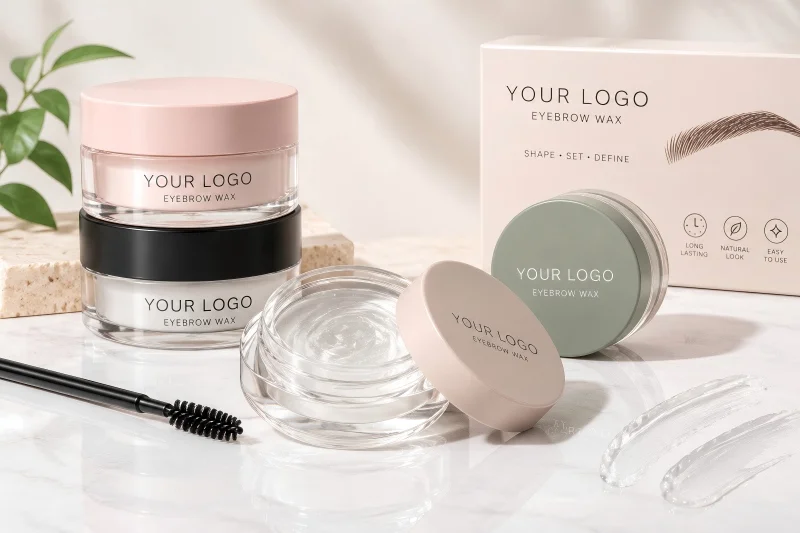 Brow wax jars formulated to shape, set, and lift eyebrows with a smooth texture and natural finish